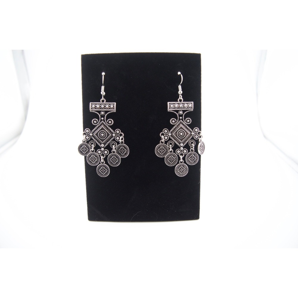 Paparazzi Unexplored Land Silver Tone Boho Coin Chandelier Earrings